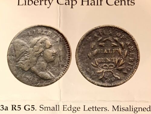 1794 Liberty Cap Half Cent C3a Small Edge Letters R5 G5 - F+ Details Lt Corosion - Fresh Stock Dated October 2025