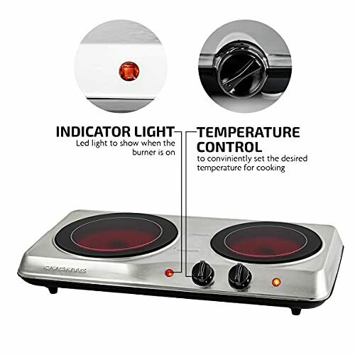 Electric Stove Cooktop Burner Infrared Ceramic Double Glass Hot Plate 1500 Watts - Fresh Stock Dated October 2025