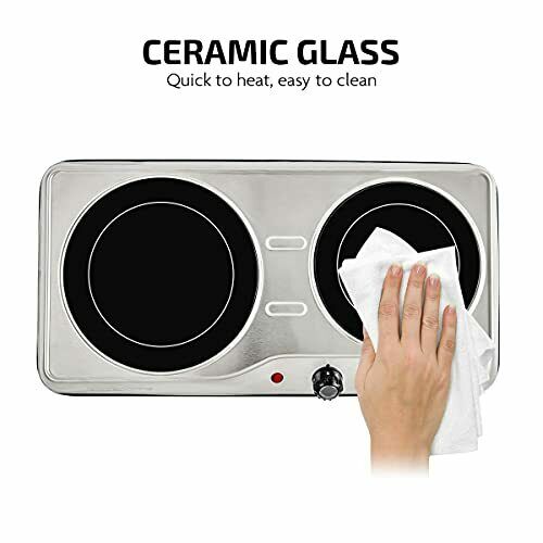 Electric Stove Cooktop Burner Infrared Ceramic Double Glass Hot Plate 1500 Watts - Fresh Stock Dated October 2025