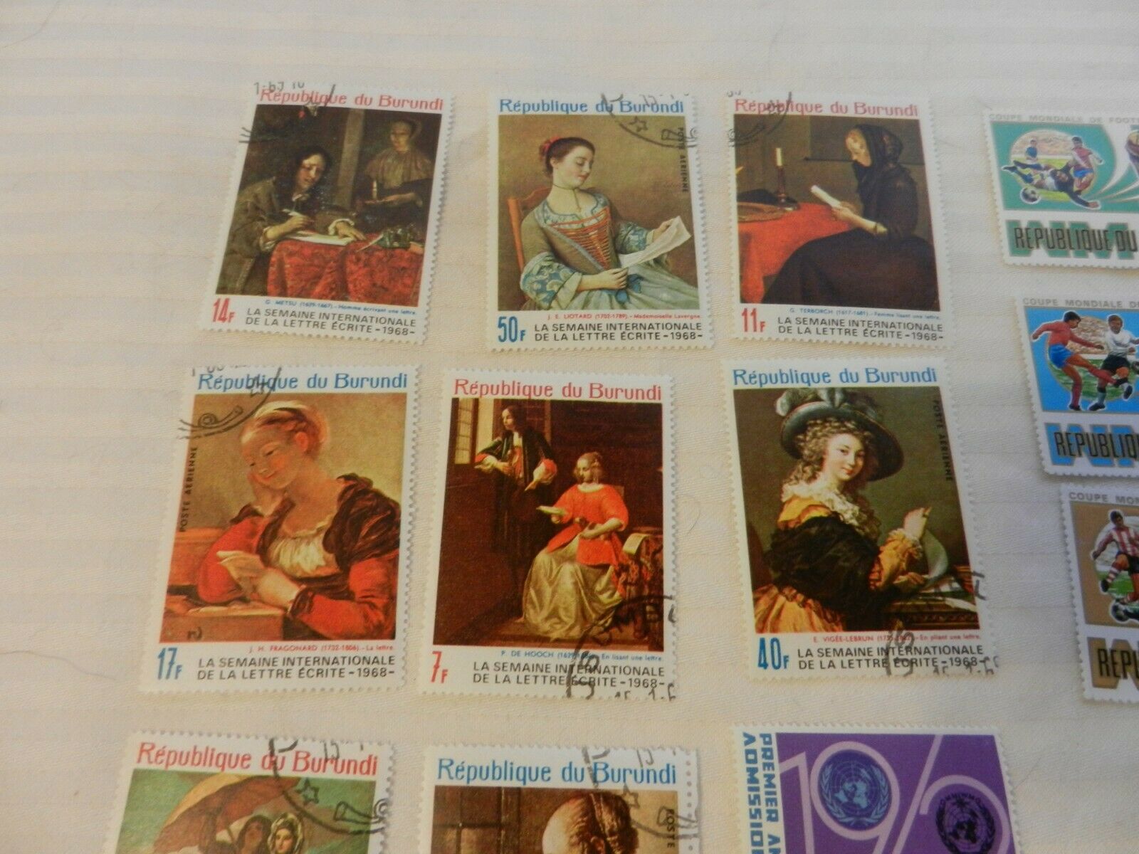 Lot of 32 Burundi Stamps, 1063, 1968, 1974 Soccer, Explorers, Paintings - Fresh Stock Dated October 2025