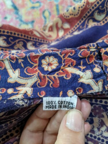 vintage 70s india cotton wrap maxi skirt block print bohemian boho peacocks - Fresh Stock Dated October 2025