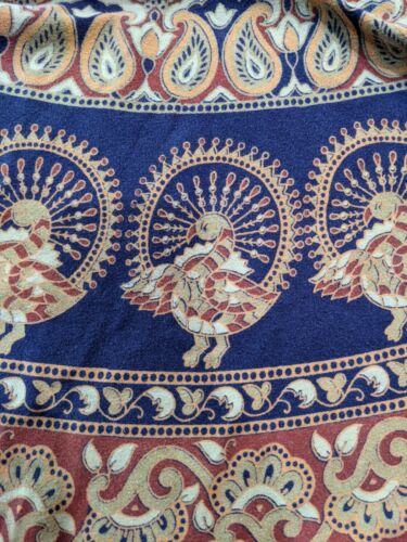 vintage 70s india cotton wrap maxi skirt block print bohemian boho peacocks - Fresh Stock Dated October 2025