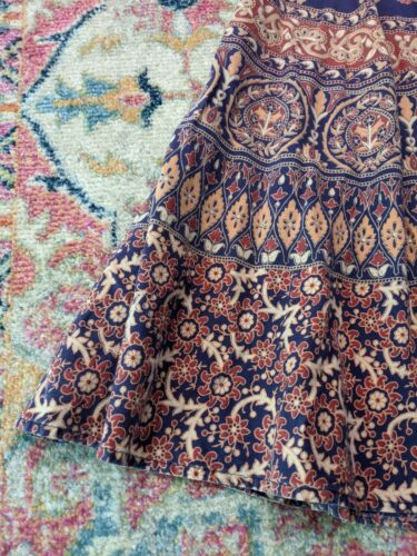 vintage 70s india cotton wrap maxi skirt block print bohemian boho peacocks - Fresh Stock Dated October 2025