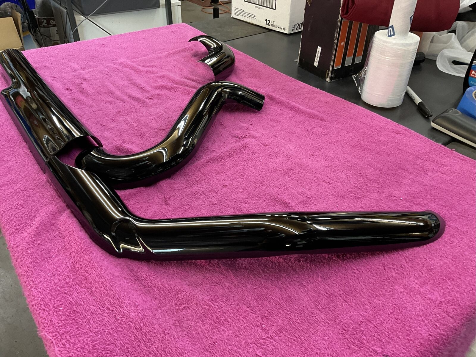 π  HARLEY TOURING 2009-2016 TWIN CAM OEM HEADER HEAT SHIELDS GLOSS BLACK π - Fresh Stock Dated October 2025