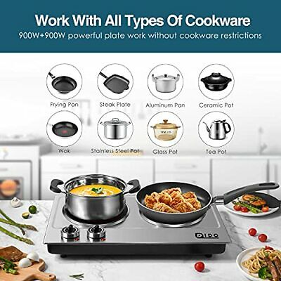 1800W Ceramic Electric Hot Plate for Cooking, Dual Infrared Double Hot Plates - Fresh Stock Dated October 2025