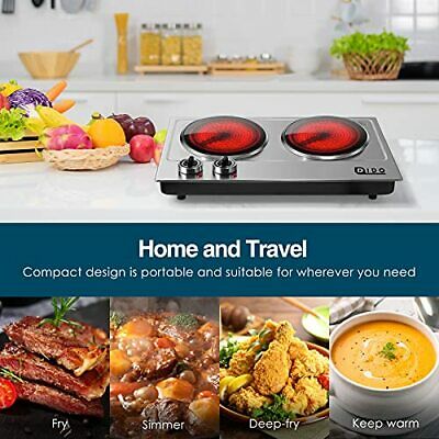 1800W Ceramic Electric Hot Plate for Cooking, Dual Infrared Double Hot Plates - Fresh Stock Dated October 2025