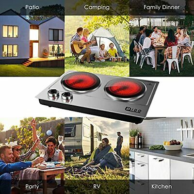 1800W Ceramic Electric Hot Plate for Cooking, Dual Infrared Double Hot Plates - Fresh Stock Dated October 2025