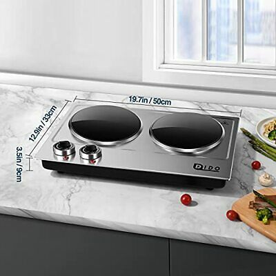 1800W Ceramic Electric Hot Plate for Cooking, Dual Infrared Double Hot Plates - Fresh Stock Dated October 2025