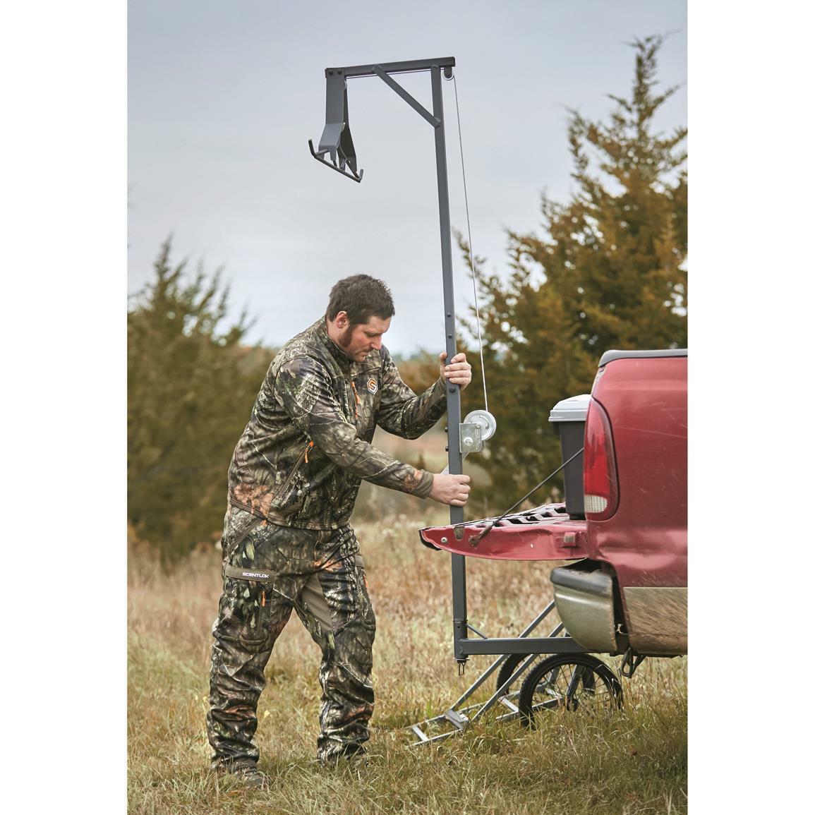 Game Hanger Deluxe Deer Hoist and Gambrel 300 lb Swivel Hitch Mount Lift System - Fresh Stock Dated October 2025