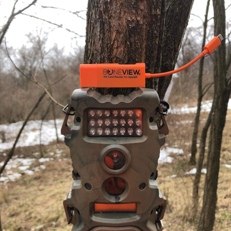 BoneView SD Card Reader for iPhone - New Corded Trail Camera Viewer Plays Deer - Fresh Stock Dated October 2025