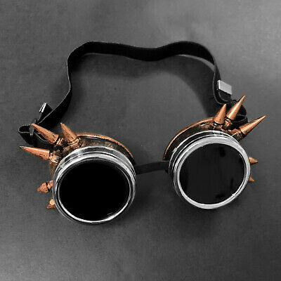 Retro Red spike Biker steampunk goggles Men Cosplay Sunglasses #b1 - Fresh Stock Dated October 2025