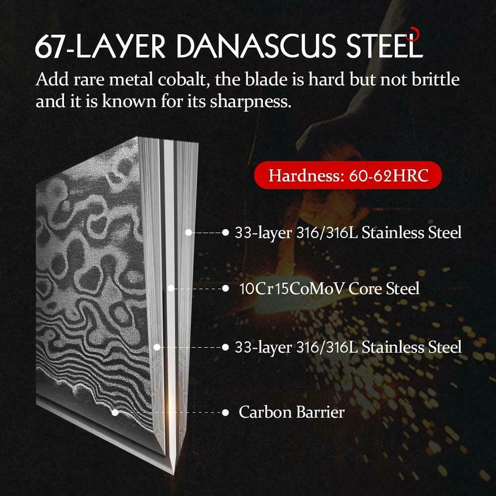 Professional Damascus Steel Clever Butcher Kitchen Cutter Cooking Chef Knife Set - Fresh Stock Dated October 2025
