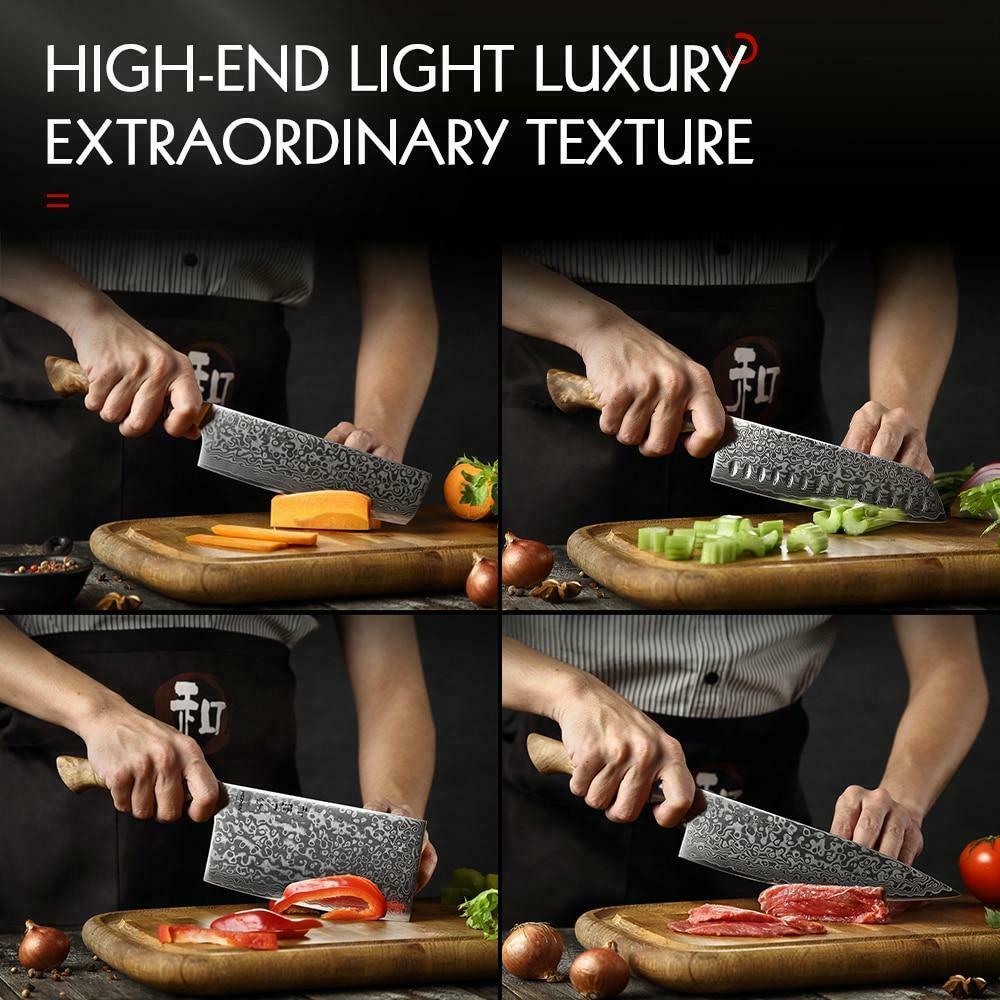 Professional Damascus Steel Clever Butcher Kitchen Cutter Cooking Chef Knife Set - Fresh Stock Dated October 2025