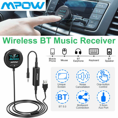 Mpow Bluetooth Car Kit Wireless Receiver 3.5mm with Ground Loop Noise Isolator - Fresh Stock Dated October 2025