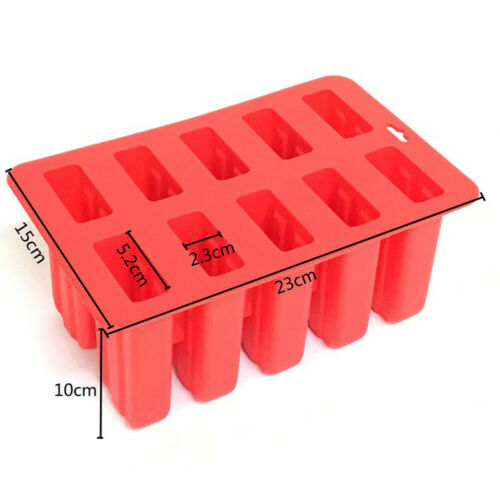10 Cell DIY Frozen Ice Cream Mold Silicone Popsicle Maker Lolly Mould Ice Tray - Fresh Stock Dated October 2025