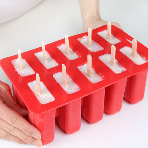 10 Cell DIY Frozen Ice Cream Mold Silicone Popsicle Maker Lolly Mould Ice Tray - Fresh Stock Dated October 2025