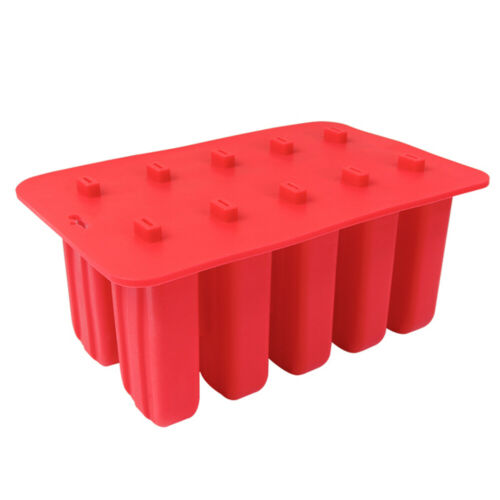 10 Cell DIY Frozen Ice Cream Mold Silicone Popsicle Maker Lolly Mould Ice Tray - Fresh Stock Dated October 2025