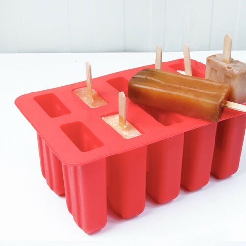 10 Cell DIY Frozen Ice Cream Mold Silicone Popsicle Maker Lolly Mould Ice Tray - Fresh Stock Dated October 2025