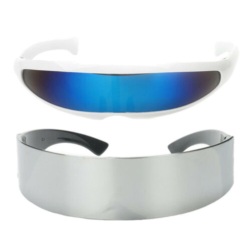 2x Funny Futuristic Blue Silver Alien Robot Glasses Space Party Sunglasses - Fresh Stock Dated October 2025