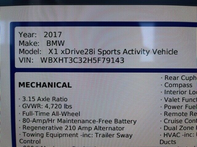 2017 BMW X1 xDrive28i - Fresh Stock Dated October 2025