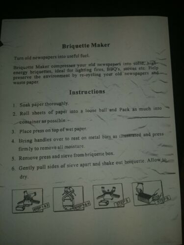 Paper Log Briquette Maker Recycle Paper press Fuel Bricks Camp Fire Stove - Fresh Stock Dated October 2025