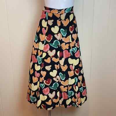 Vintage 80s 90s A Line Heart Print Maxi Skirt Sz M Rockabilly Valentines Day - Fresh Stock Dated October 2025
