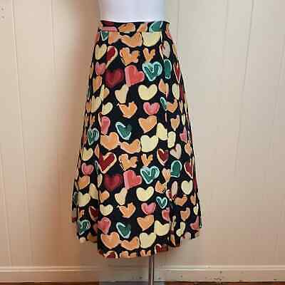 Vintage 80s 90s A Line Heart Print Maxi Skirt Sz M Rockabilly Valentines Day - Fresh Stock Dated October 2025