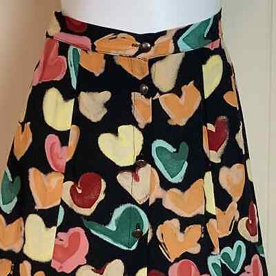 Vintage 80s 90s A Line Heart Print Maxi Skirt Sz M Rockabilly Valentines Day - Fresh Stock Dated October 2025