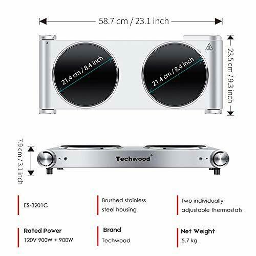 Techwood 1800W Electric Hot Plate, Countertop Stove Double Burner for Cooking - Fresh Stock Dated October 2025