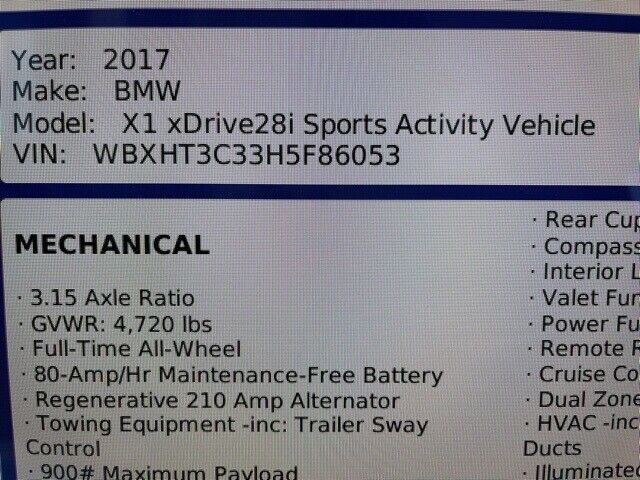 2017 BMW X1 xDrive28i - Fresh Stock Dated October 2025