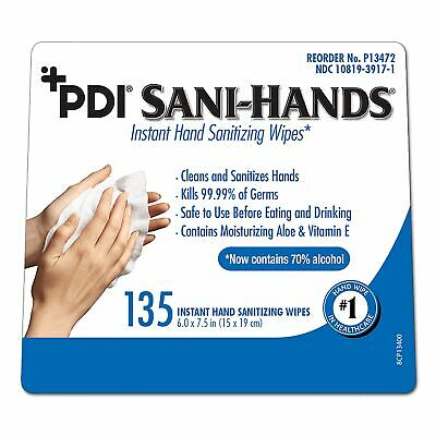Sani-Hands Unscented Wipe Hand Sanitizing Wipe 135 Count Canister 1620 per Case - Fresh Stock Dated October 2025