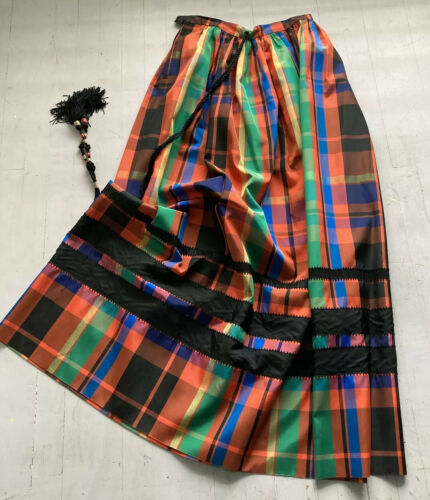 1970's Vintage Kasper For J.L. Sports Limited Bold Plaid Taffeta Maxi Skirt - Fresh Stock Dated October 2025