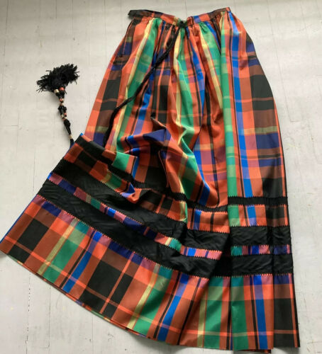 1970's Vintage Kasper For J.L. Sports Limited Bold Plaid Taffeta Maxi Skirt - Fresh Stock Dated October 2025