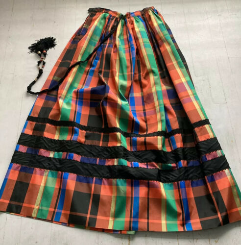 1970's Vintage Kasper For J.L. Sports Limited Bold Plaid Taffeta Maxi Skirt - Fresh Stock Dated October 2025