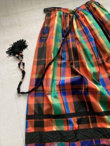 1970's Vintage Kasper For J.L. Sports Limited Bold Plaid Taffeta Maxi Skirt - Fresh Stock Dated October 2025