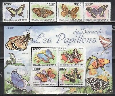 Burundi Bees and Butterflies Stamp Lot - 2 Complete Mint NH Sets - Fresh Stock Dated October 2025