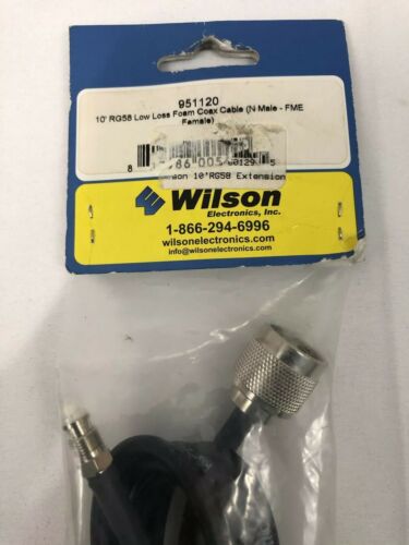 Wilson Electronics 951120 Low Loss N-Male to FME-Female Foam 10' RG58 Coax Cable - Fresh Stock Dated October 2025