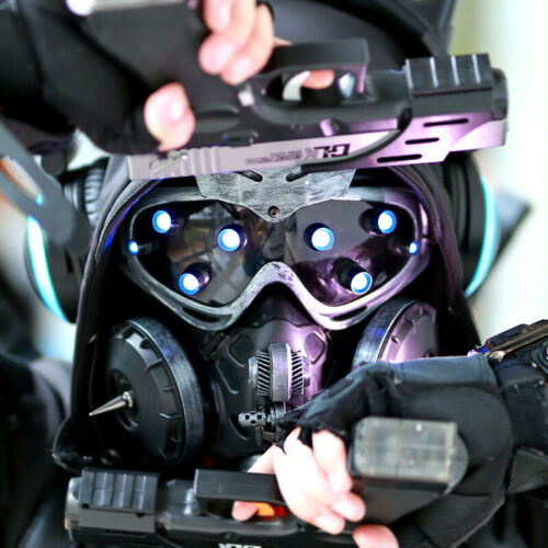 Hot Cyberpunk Mechanical Goggles LED Light Cosplay Halloween Party Bar Prop - Fresh Stock Dated October 2025