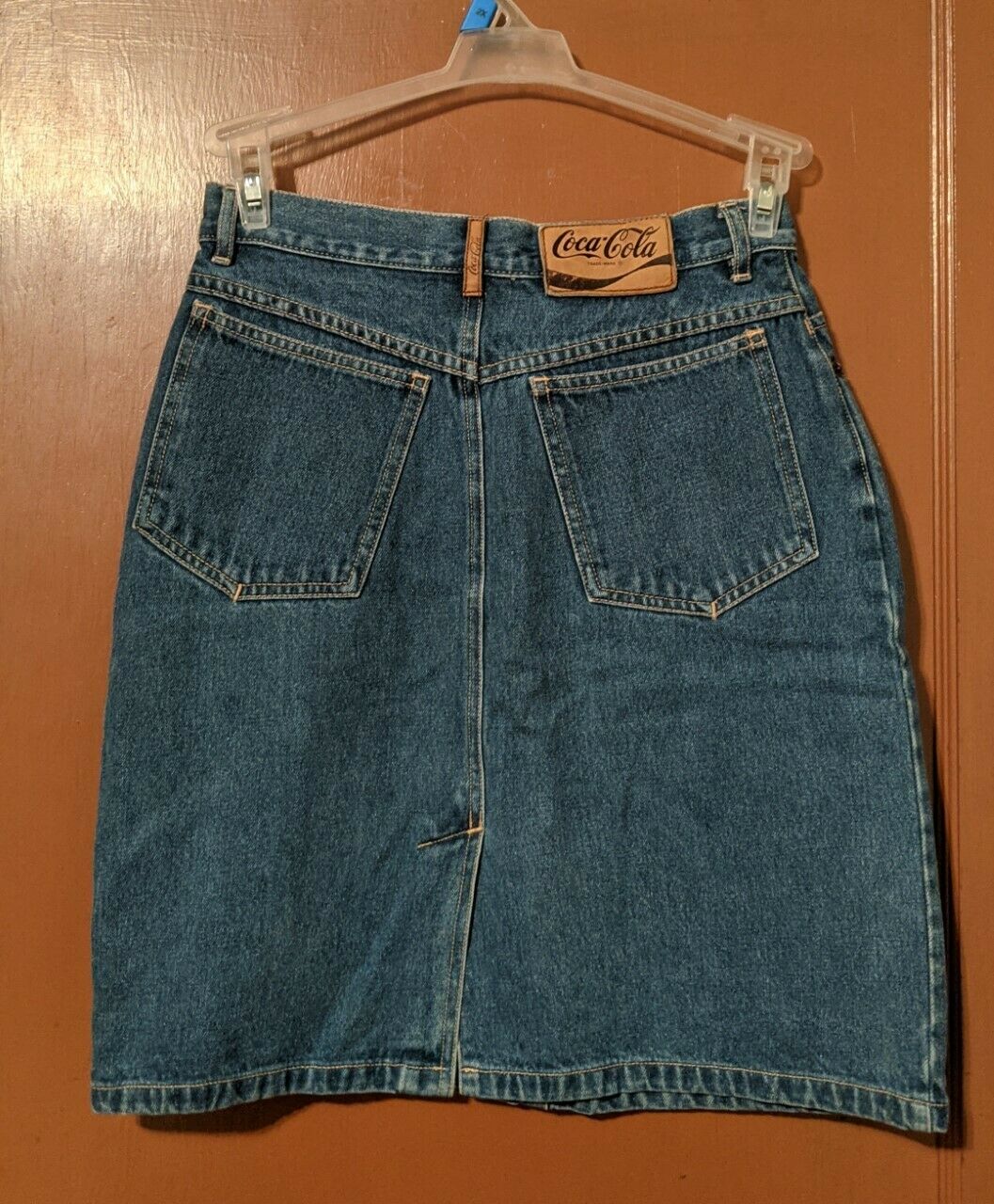 VINTAGE COCA COLA DENIM SKIRT-SIZE 8 100% COTTON W/ BACK SLIT-5 POCKET - Fresh Stock Dated October 2025