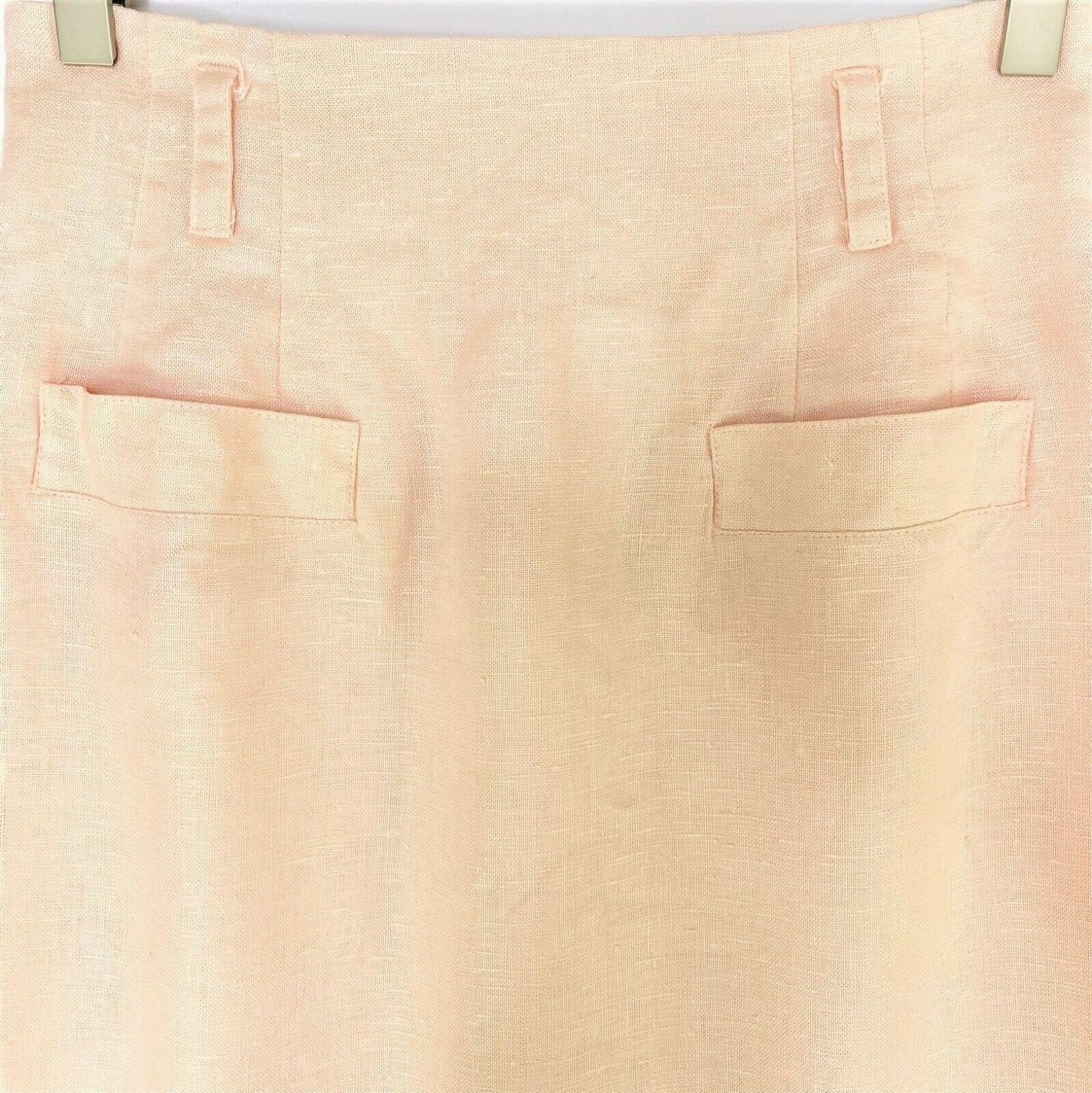 Vintage High Waisted Pink Linen Pencil Skirt, Size 6 - Fresh Stock Dated October 2025