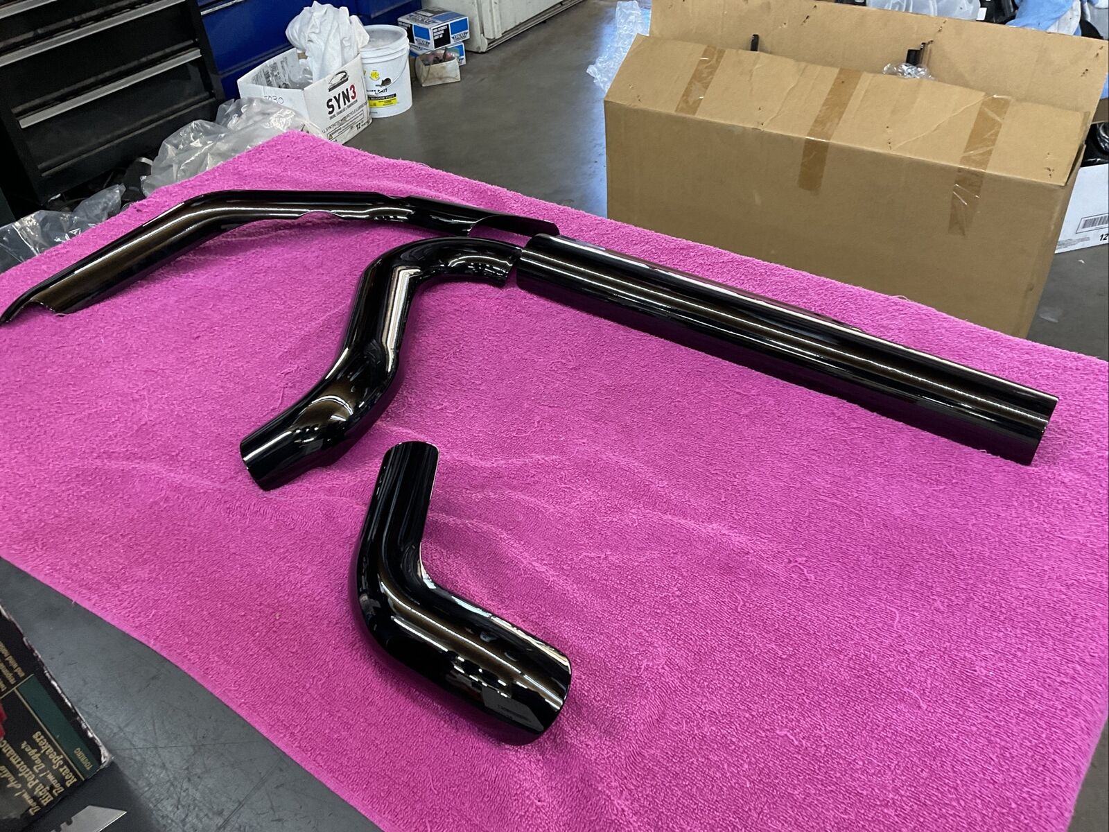 π  HARLEY TOURING 2009-2016 TWIN CAM OEM HEADER HEAT SHIELDS GLOSS BLACK π - Fresh Stock Dated October 2025