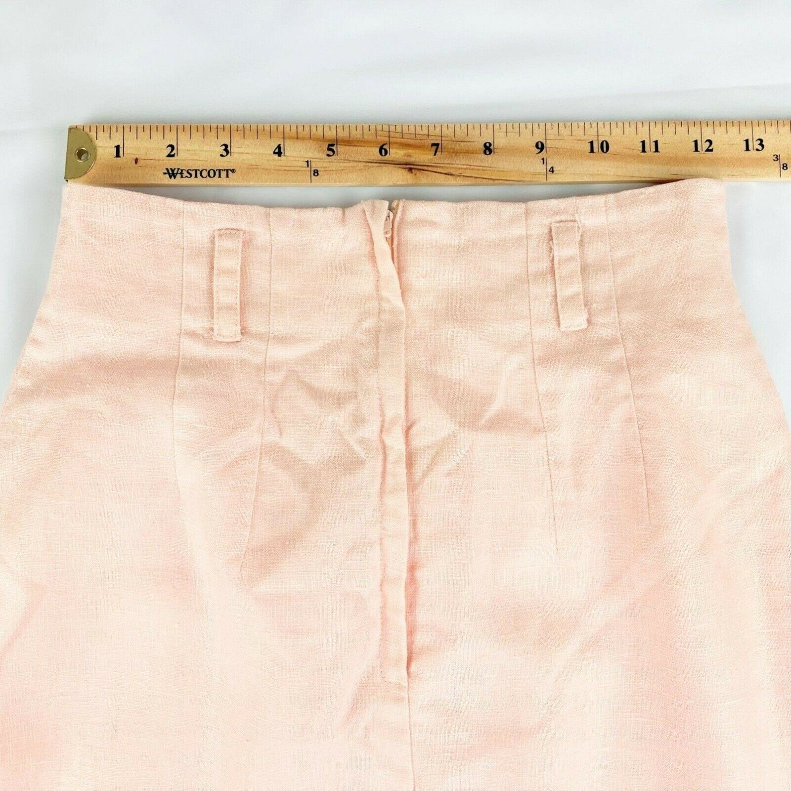 Vintage High Waisted Pink Linen Pencil Skirt, Size 6 - Fresh Stock Dated October 2025