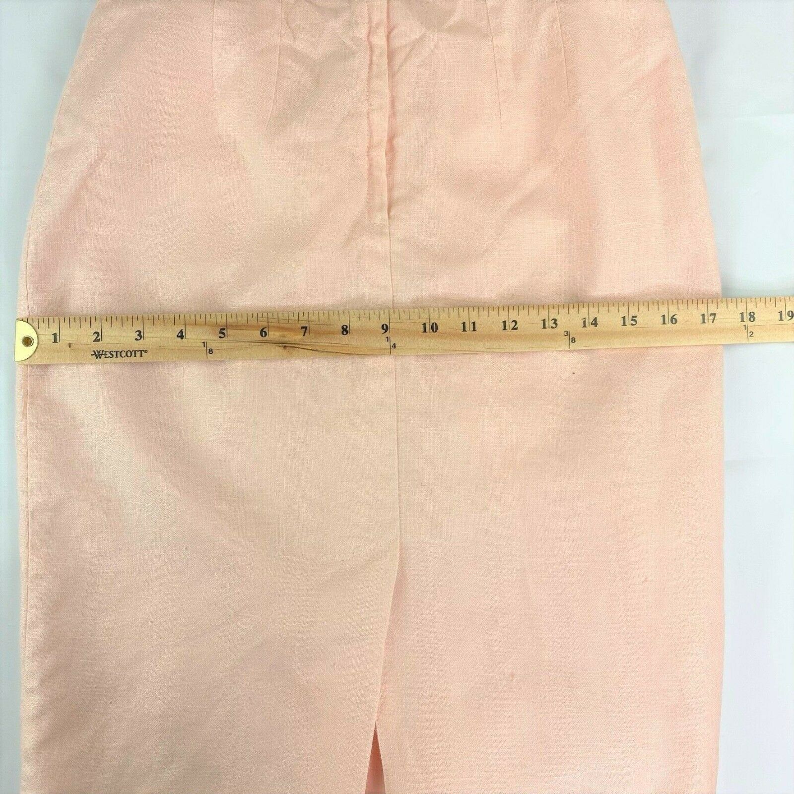Vintage High Waisted Pink Linen Pencil Skirt, Size 6 - Fresh Stock Dated October 2025