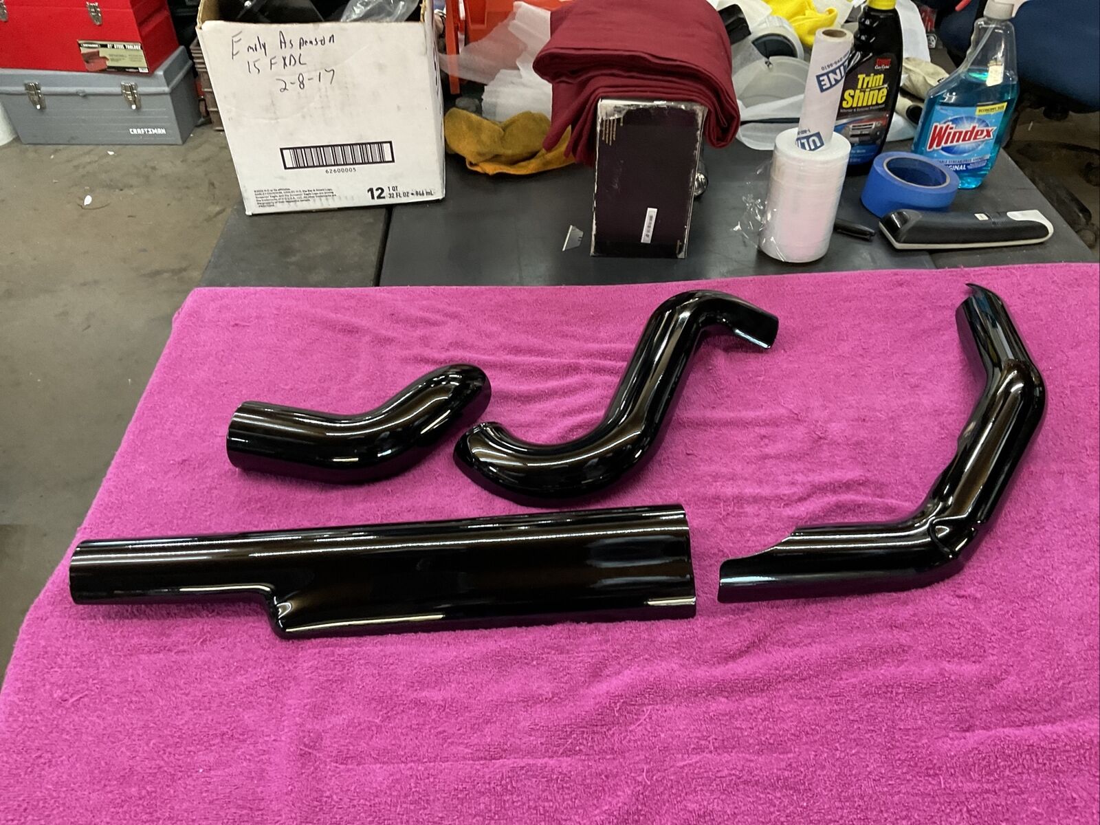 π  HARLEY TOURING 2009-2016 TWIN CAM OEM HEADER HEAT SHIELDS GLOSS BLACK π - Fresh Stock Dated October 2025