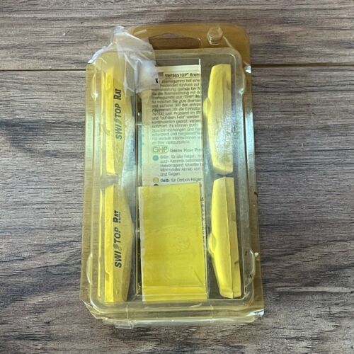 NOS SwissStop Rat Post Mount Carbon Rim Brake Pads Yellow Set of 4 - Fresh Stock Dated October 2025