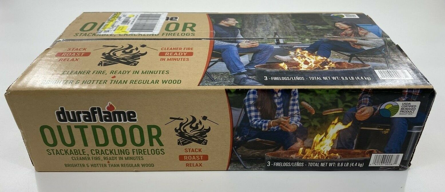 NEW Duraflame Outdoor Stackable Crackling Firelogs 3 Logs Stack Roast Relax - Fresh Stock Dated October 2025
