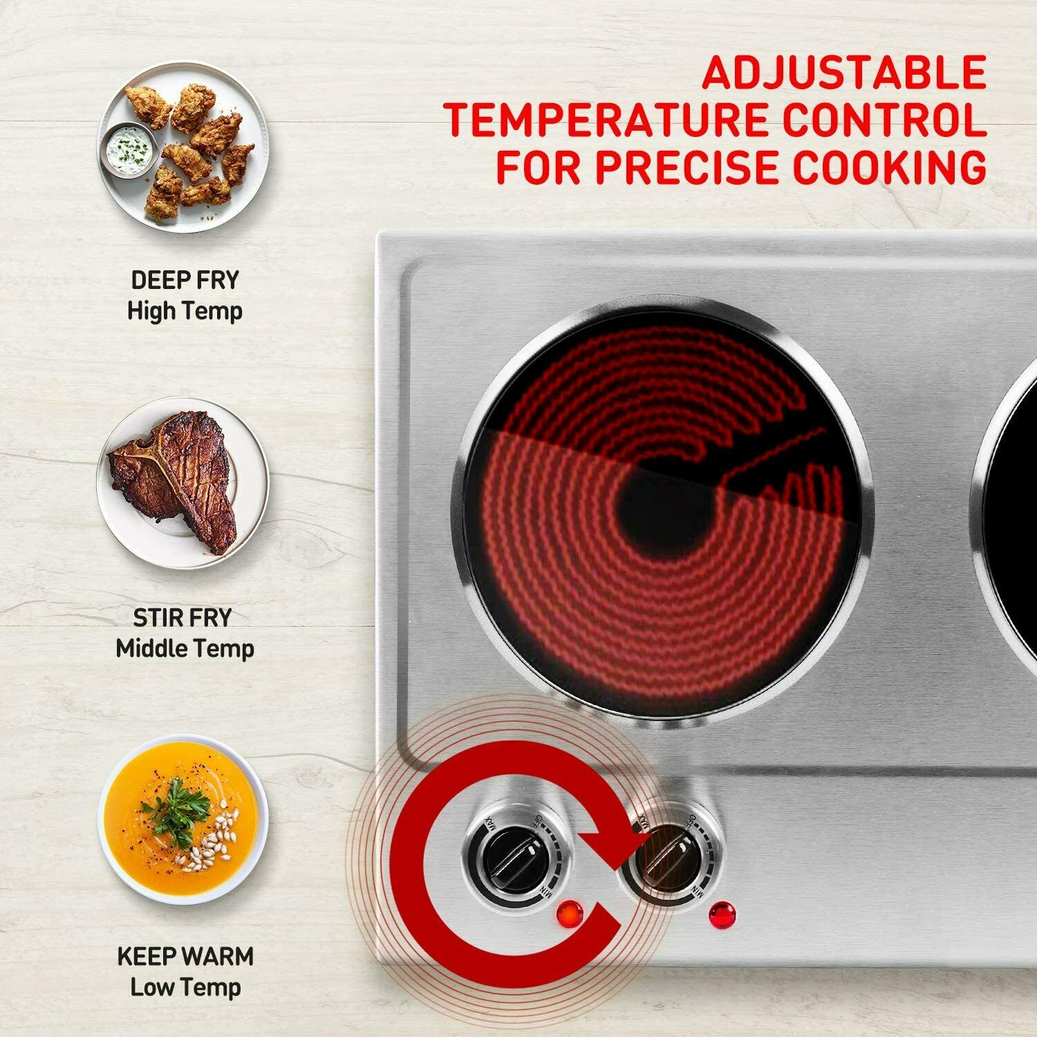 Cusimax Hot Plate, 1800W Ceramic Electric Double Burner for Cooking, Infrared - Fresh Stock Dated October 2025