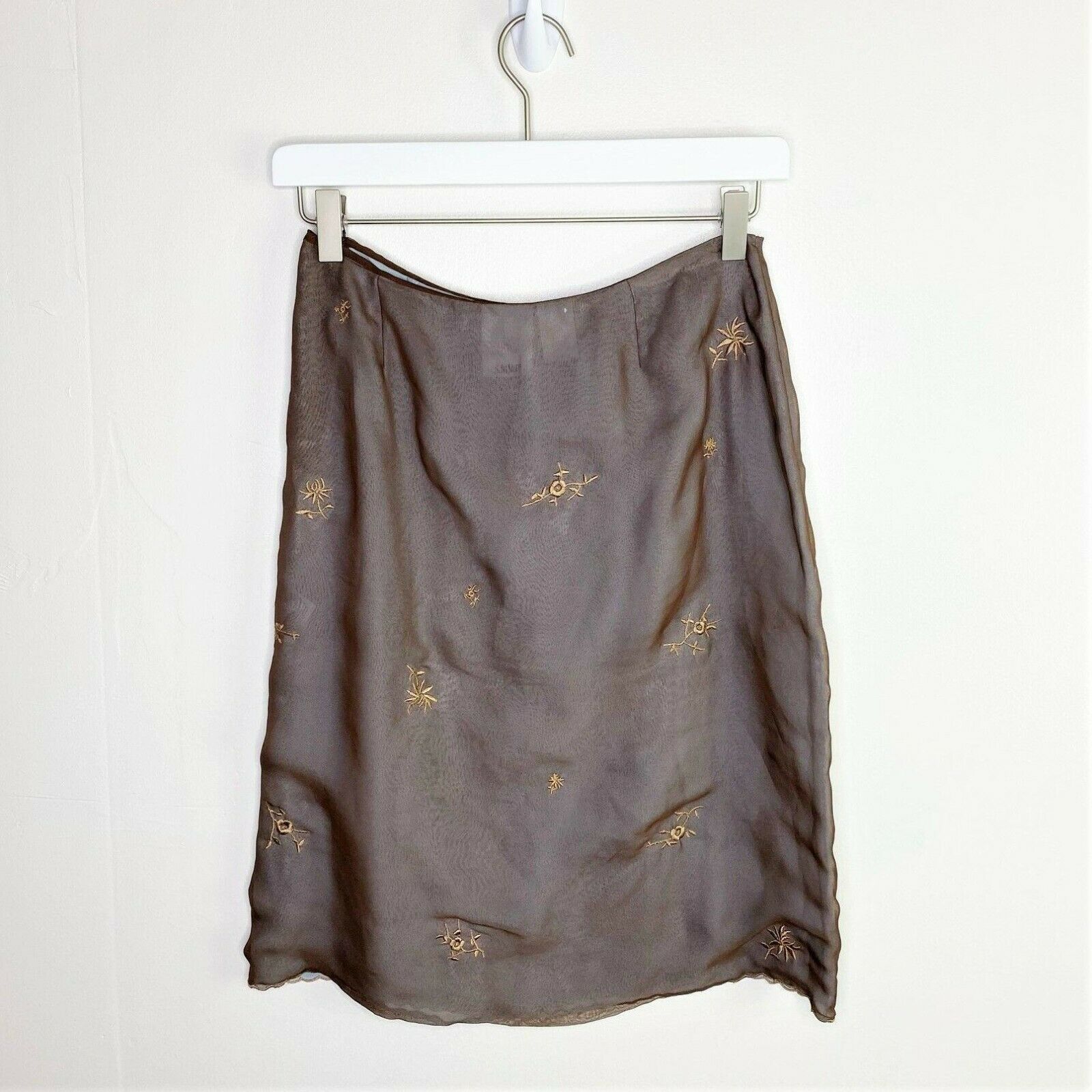 VTG 90s Y2K DKNY Silk Pencil Skirt w/ Embroidered Overlay, Size 4 - Fresh Stock Dated October 2025
