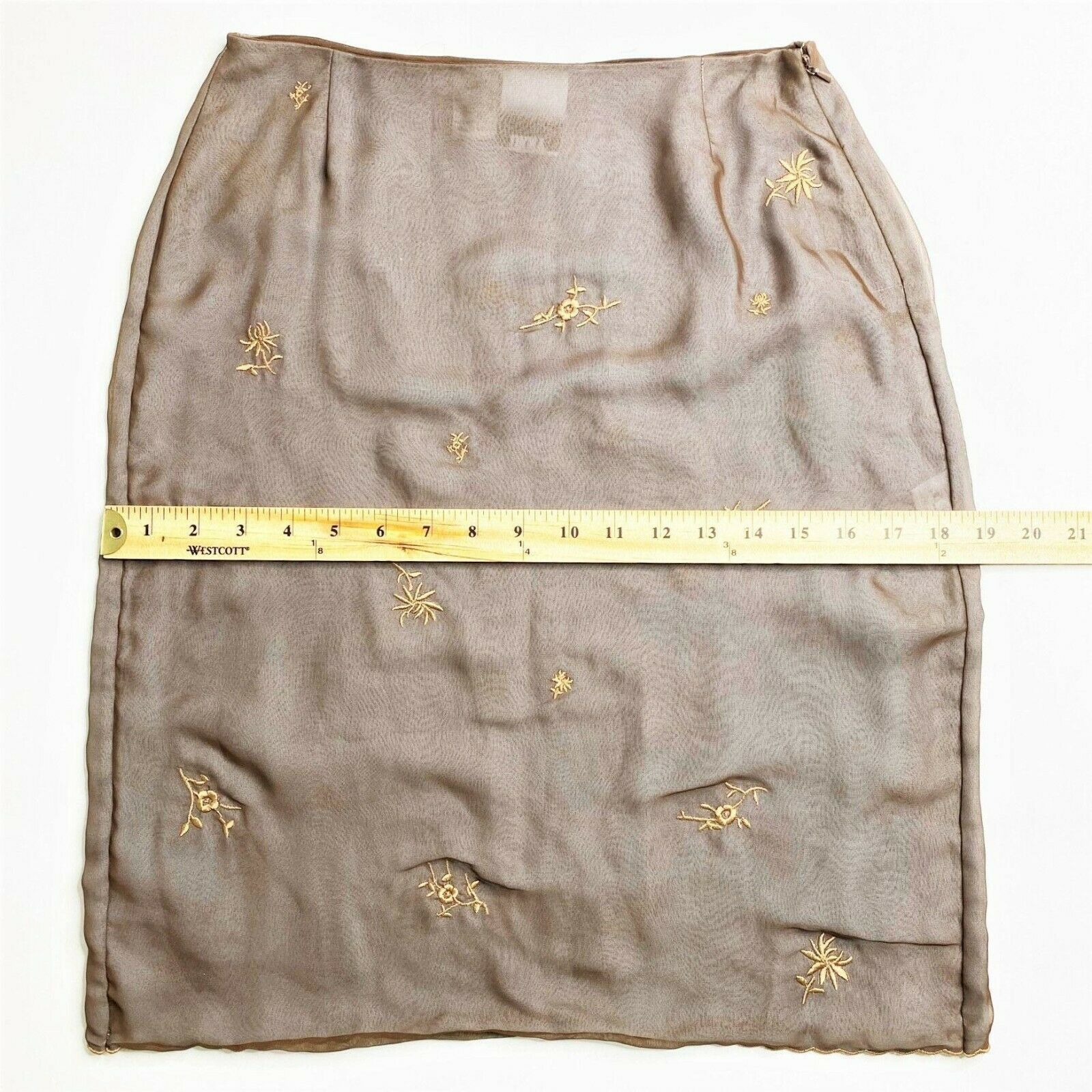 VTG 90s Y2K DKNY Silk Pencil Skirt w/ Embroidered Overlay, Size 4 - Fresh Stock Dated October 2025