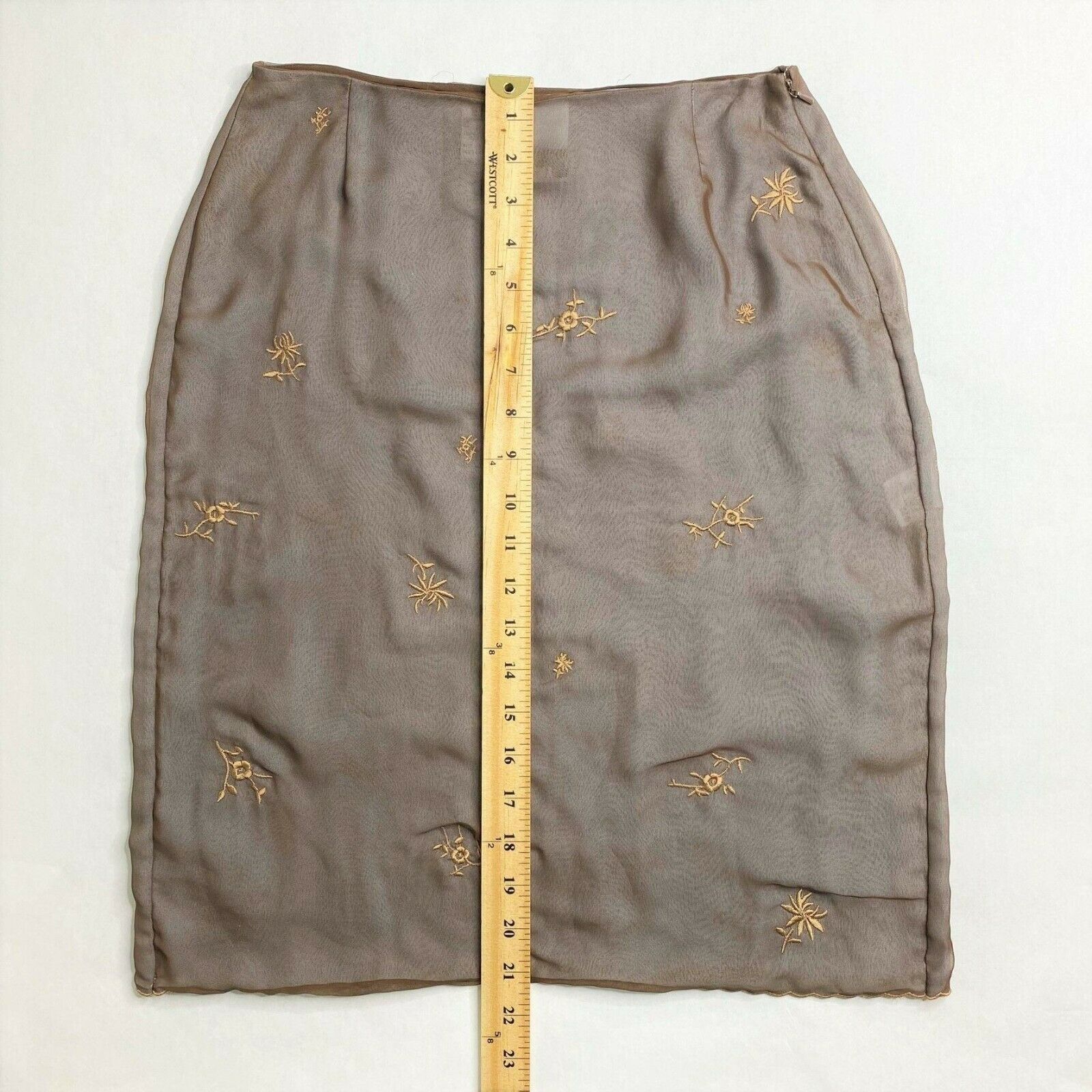 VTG 90s Y2K DKNY Silk Pencil Skirt w/ Embroidered Overlay, Size 4 - Fresh Stock Dated October 2025